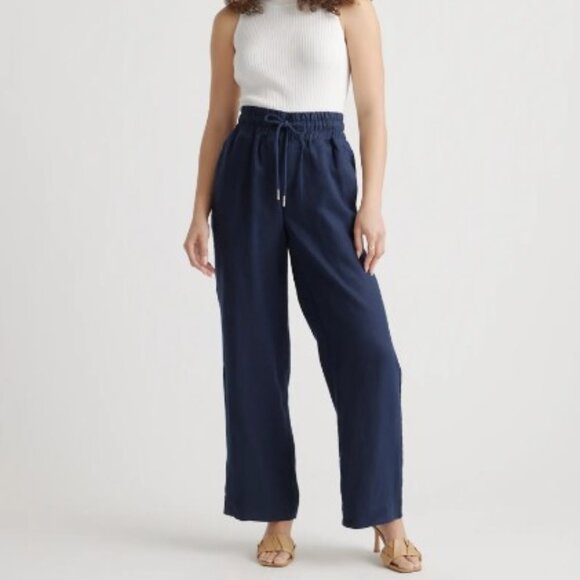 Quince 100% European Linen Wide Leg Pants Blue M - Picture 2 of 3